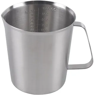 ROGONPDK Litermaß 1 l Edelstahl Rostfrei mit Skalierung, Messbecher Portionierer Edelstahl, Küche Großer Measuring Cup, Rostfrei Milchkrug Kanne, Mess Getränke, Reise Camping Wander Küchen Becher