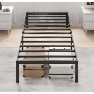 MUTICOR Metallbett 90x200 cm mit Stauraum, modernes Design, Schwarz | 32 cm Stauraum, Stabile Metallkonstruktion, Kopfteil-Montage, Geräuscharm, Einfache Montage