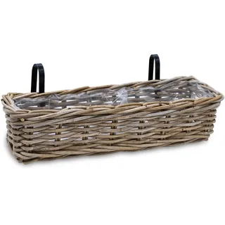 Rattan Balkon Blumen Kasten m. Halterung - 60 x 20 cm - Weide Garten Pflanz Topf
