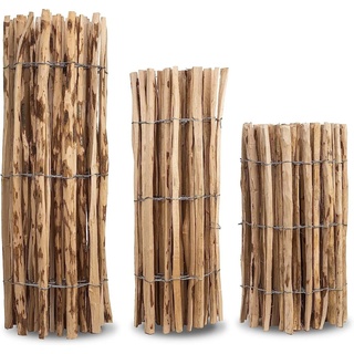 MC.Sammler Staketenzaun aus Haselnuss in 26 Größen Höhen 50 cm - 150 cm Länge 5 m 3-4cm Zaun mit gut gespaltenen Stäben und sicheren Spitzen (Höhe: 50cm X Länge: 500cm, Lattenabstand: 3-4 cm)
