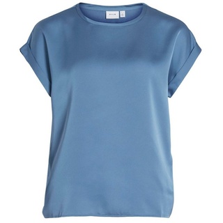 Vila T-Shirt Satin Blusen T-Shirt Kurzarm Basic Top Glänzend VIELLETTE 4599 in Blau-3 blau XXL (44)ARIZONAS
