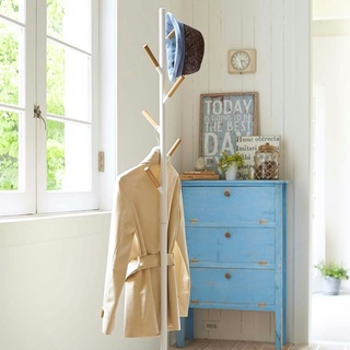 Yamazaki Home Garderobenständer Kleiderständer Garderobe Metall + Holzakzente weiß 176cm freistehend
