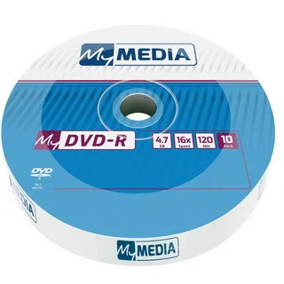 MyMedia DVD‐R 16x 4.7GB, 10er Pack Spindel, DVD Rohlinge beschreibbar, 16-fache Brenngeschwindigkeit & Lange Lebensdauer, DVD-R rewritable, DVD leer, Leere DVD