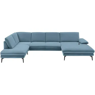 Dieter Knoll Wohnlandschaft, Blau, Metall, 4-Sitzer, U-Form, 344x208 cm, Fußauswahl, Stoffauswahl, Sitzqualitäten, seitenverkehrt erhältlich, Hocker Rücken echt, individuell planbar, Wohnzimmer, Sofas & Couches, Wohnlandschaften, Wohnlandschaften in U-Form