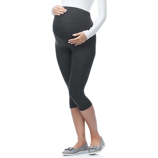 Be Mammy Umstandsleggings Damen 3/4 Capri Leggings Schwangerschafts Hosen BE-03 (1-tlg) blickdicht, aus Viskose grau