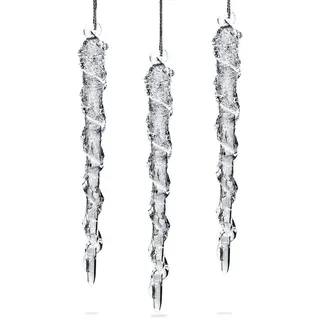 SIKORA BS385 Eiszapfen Christbaumschmuck Glas Weihnachtsbaum Anhänger 3er Set