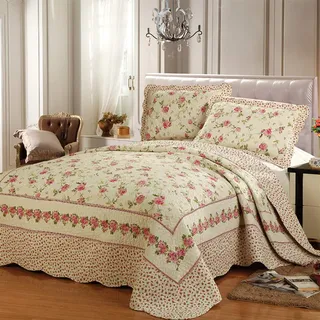 Tagesdecke Bettüberwurf Patchwork Baumwolle Tagesdecken Gesteppt Steppdecke Mit 2 Kissenbezügen 3-teilig Für Doppelbett Sofa Couch Überwurf Decke Winterdecke,VB-230X250CM