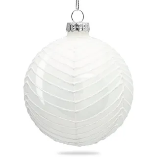 SIKORA Highlights 4er Set ausgefallene Christbaumkugeln aus Glas Weiss Farbe/Modell:Modell New York Weiss, Größe:8 cm