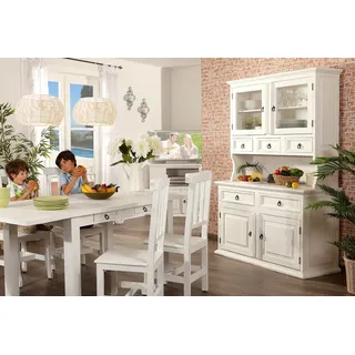 1a Direktimport Küchenbuffet Büffet Buffetschrank - Pinie weiß antik - Landhausstil Shabby Chic weiß