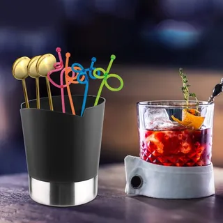 Aumotop Löffel-Besteckbox, Aufbewahrungsbox mit Hoher Kapazität für den Einsatz Im Café, 4,72 * 5,59 * 6,61 Zoll, Schwarz (Schwarz)