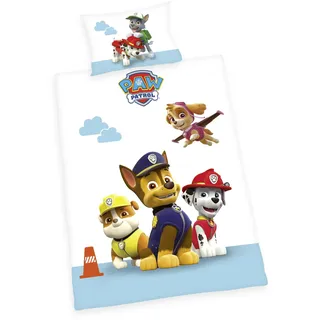 Herding Paw Patrol 2632205063 - Flanell-Bettwäsche, 40x60 cm + 100x135 cm, 100% Baumwolle