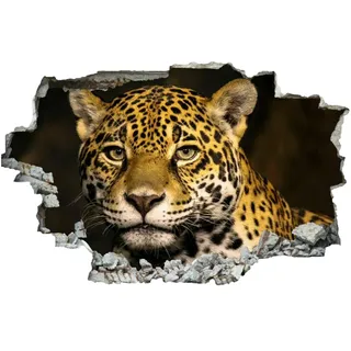Leopard 3D Durchbruch Wandsticker, Tier Selbstklebend Wandtattoo Wanddeko Aufkleber, Natur Wanddurchbruch sticker für Raumdekoration Wohnzimmer Kinderzimmer Junge Mädchen Teenager Zimmer