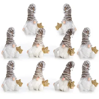 Logbuch-Verlag 10 kleine Wichtel Weihnachtswichtel Santa Weihnachten Deko Figur weiß Gold Silber 7 cm Geschenk Zwerg Gnom