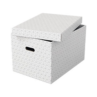 Esselte Home Aufbewahrungsbox 628286 Groß 100% Recycelter Karton Weiß 355 x 510 x 305 mm 3 Stück