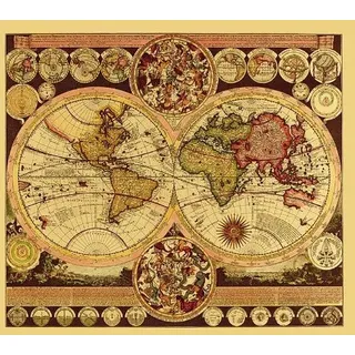 Close Up Historische Weltkarte Aluminium-Reliefdruck (Dufex) (26cm x 21cm) + Ü-Poster