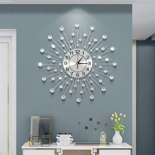 JUGV 61 cm große moderne Metall-Sternendekoration, glitzernde Kristall-Wanduhr für Küche, Büro, Schlafzimmer, Wohnzimmer, dekorativ