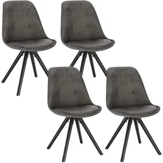 Woltu Esszimmerstuhl (4 St), Stoffbezug Designstuhl Holzgestell Küchenstuhl schwarz