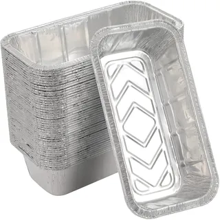 Kastenform [50 Stück] 90 g schwere Einweg-Brotdosen aus Aluminiumfolie, Standardgröße – 21,6 x 11,4 x 6,4 cm, perfekt für hausgemachte Kuchen und Brote