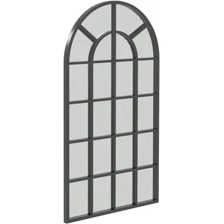 Dekospiegel Großer Spiegel, Fensteroptik, Bogenförmig, Inkl. Aufhängung. Schwarz + Spiegelglas