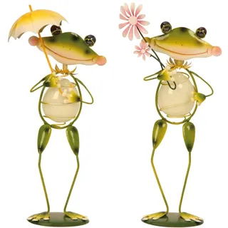 Geschenkestadl 2 Stück Frosch Figuren aus Metall mit fluoreszierendem Bauch 32-34 cm Dekofiguren