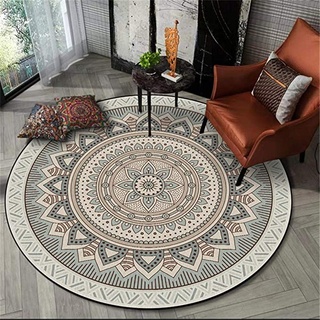 Nicole Knupfer Teppiche Mandala Runde Baumwolle Mandala Bedruckte Muster Boho Waschbar Teppich für Wohnzimmer Schlafzimmer Dekor (#I,100x100cm)