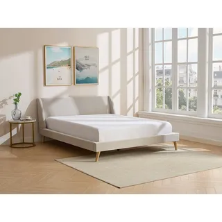 Bett - Skandinavischer Stil - 160 x 200 cm - Stoff - Beige - BENEDICTE