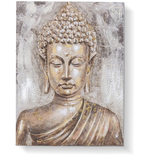Wandbild 60 x 80 cm Buddha Holz Beige