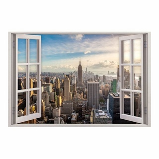 nikima Wandtattoo 159 Fenster - New York (PVC-Folie), in 5 vers. Größen bunt 150 cm x 50 cm