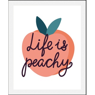 Bild QUEENCE "Life is peachy" Bilder Gr. B/H: 50 cm x 70 cm, Wandbild Schriftzüge Hochformat, 1 St., rosa Kunstdrucke