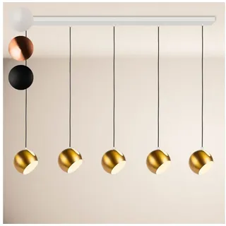 s.luce Pendelleuchte Ball Esstisch-Pendelleuchte 2-5-flammig Ø 20cm Balken 120cm Gold goldfarben