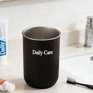 Personalisierter zahnputzbecher Becher mit Namen Trinkbecher Individuelle Namensgravur Zahnputzbecher Natur Design Tasse Wiederverwendbar für Reise Camping Badezimmer (Black(Schwarz))