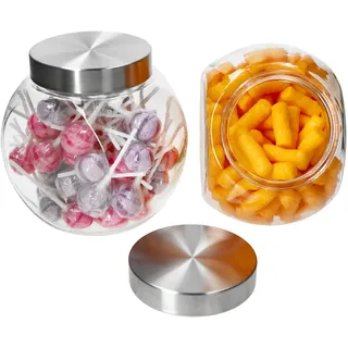 2x Dora Keksglas 2L Bonbonniere Glasdose mit Metall-Deckel kippbar Vorratsglas