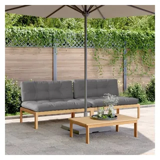 vidaXL Garten-Mittelsofa Loungesofa braun/grau