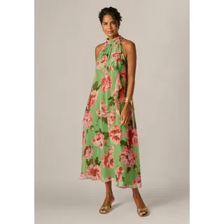 Adrianna Papell Maxikleid Print Halter Trapeze Luftiges und ausdrucksstarkes Neckholder-Kleid mit Blumenmuster grün 36