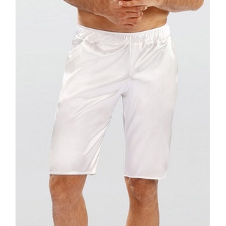 DKaren Schlafshorts Herren Satin Schlafhose Kurz Schlafanzughose Shorts -Zeus- (1-tlg) mit elastischem Bund weiß