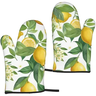 Ofenhandschuhe, Motiv: frische tropische Zitronen, 2 Stück, hitzebeständige Küchenhandschuhe zum Kochen, Backen, Grillen