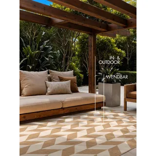 Ted Baker Terrick Wendeteppich", beige Jute weiß), B:120cm H:8mm L:170cm, Polypropylen, Teppiche, Teppich, Designteppich, Wetterfest, Pflegeleicht, Modern, Wohnzimmer, Terrasse