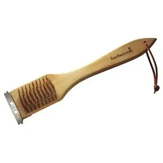 grill-onlineshop Messing Bürste mit Schaber, aus Holz mit Messingbürste, Länge 31cm