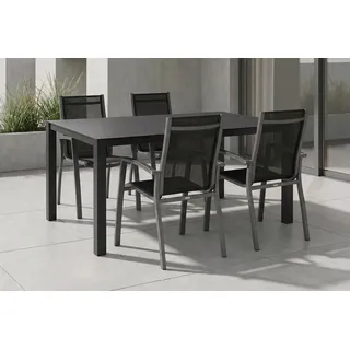 KETTLER Altura Garten-Essgruppe, anthrazit, Alu/Spraystone/Textil, 160x95 cm, 4 Stapelsessel