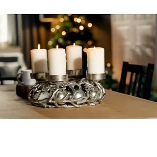 Adventskranz Silber Äste  (Durchmesser: 38 cm, Aluminium, Silber)