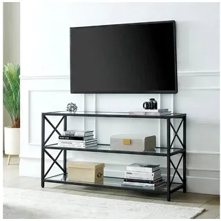aea Offener TV-Lowboard 40 cm X 65 cm Transparent/Weiß Glas/Edelstahl