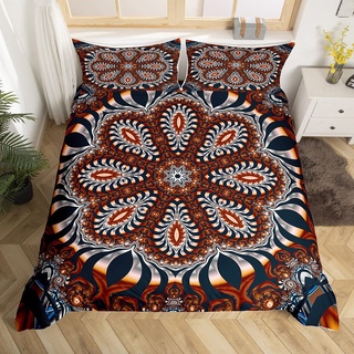 Homewish Boho Vintage Bettbezug 200x200 Persische Mandala Bettwäsche Set, Orientalische Medaillon Tröster Abdeckung Hippie Bett Set, Böhmische Abstrakte Kunstwerk Bettwäsche Leichte (Reißverschluss)