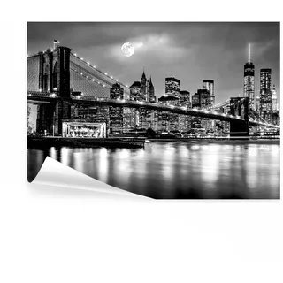 decomonkey Fototapete New York Manhatan City 250x175 cm XL Tapete Wandbild Bild Fototapeten Tapeten Wandtapete Wand Schlafzimmer Wohnzimmer Wand Schlafzimmer Wohnzimmer Brücke Architektur schwarz