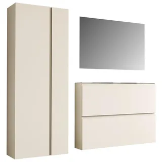 Moderano Garderobe Gardasee, Sand, Glas, Holzwerkstoff, 3-teilig, 180x185x33 cm, Garderobe, Garderoben-Set & Garderoben-Serien, Garderoben-Sets