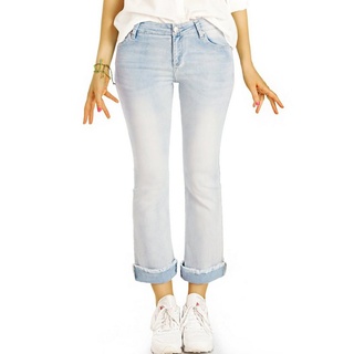 be styled Ankle-Jeans Jeans Hosen 7/8 Ankle medium waist ausgefranster Saum - Damen - j94kw mit Stretch-Anteil, 5-Pocket-Style blau 42