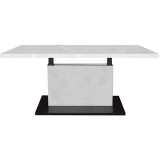Couchtisch - schwarz matt - weiß - Keramik-Optik - ausziehbar