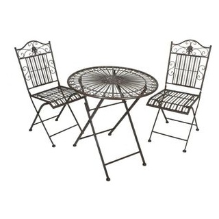 Garden-Pleasure Bistrotisch MANGAN, dunkelbraun, rund, Tisch mit 2 Stühlen, 3-teilig
