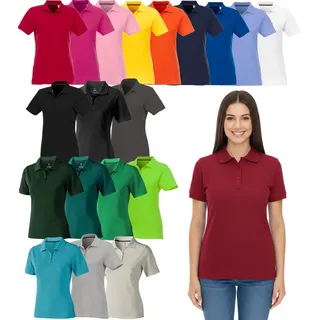 ELEVATE Helios Damen Polo-Shirt Baumwolle Polo-Hemd Pique-Strick 180 g/m2 38107 in Weiß, Rot, Blau, Gelb, Pink, Orange, Grün, Grau, Beige oder Schwarz - S