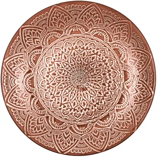 HOME DECO FACTORY Duschvorhang Textil Marmor-Optik Schwarz/Gold | Terrakotta-Teller „Sahara“, 27 cm, Design inspiriert von Wüstenlandschaften, Geschirrset, rot
