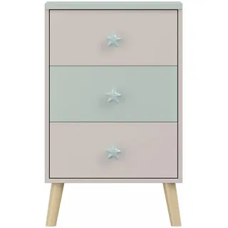 [en.casa] Nachtschrank Sandnes 62 x 38 x 49,5 cm Weiß/Mintgrün